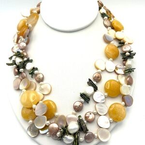 Elegant Multi-Strand Pearl and Shell Necklace